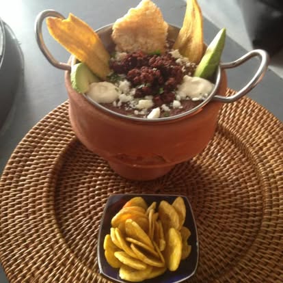 CHIMOLE® — Black Bean Cazuela: Black bean cazuela with plantains, avocado and crema