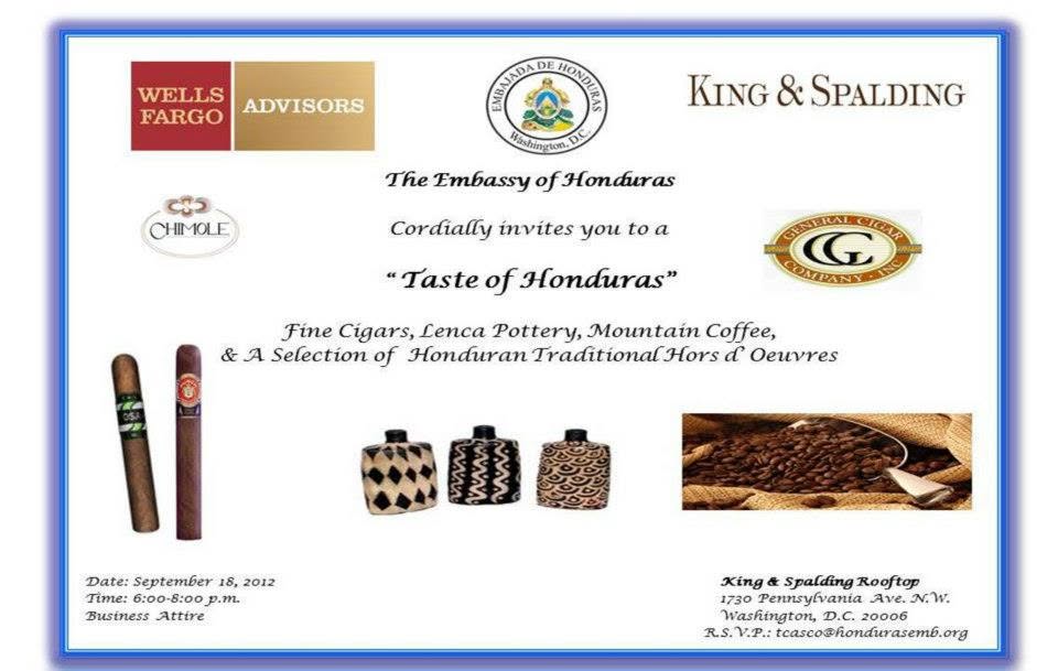 Taste of Honduras archival invitation, Washington, D.C., September 2012